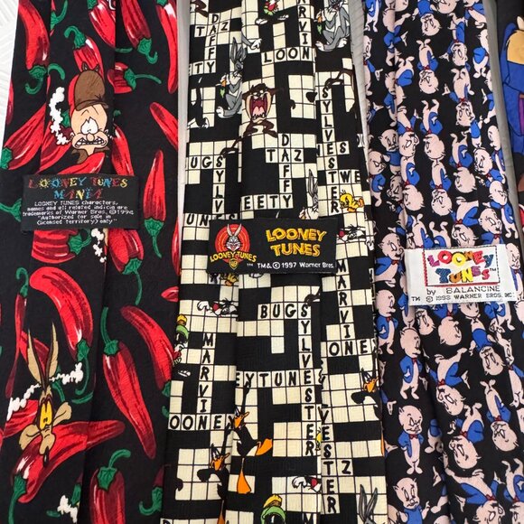 Looney Tunes Vintage 90s Lot of 5 Neck Ties Silk & Polyester Warner Bros - Picture 2 of 9